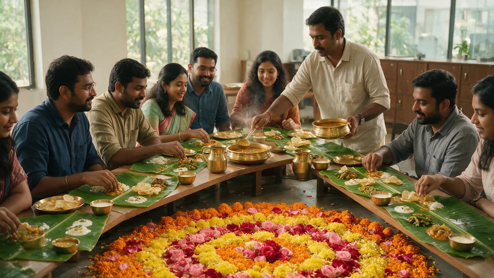 Onam Celebration — festive decor and celebration on a Bengaluru office floor