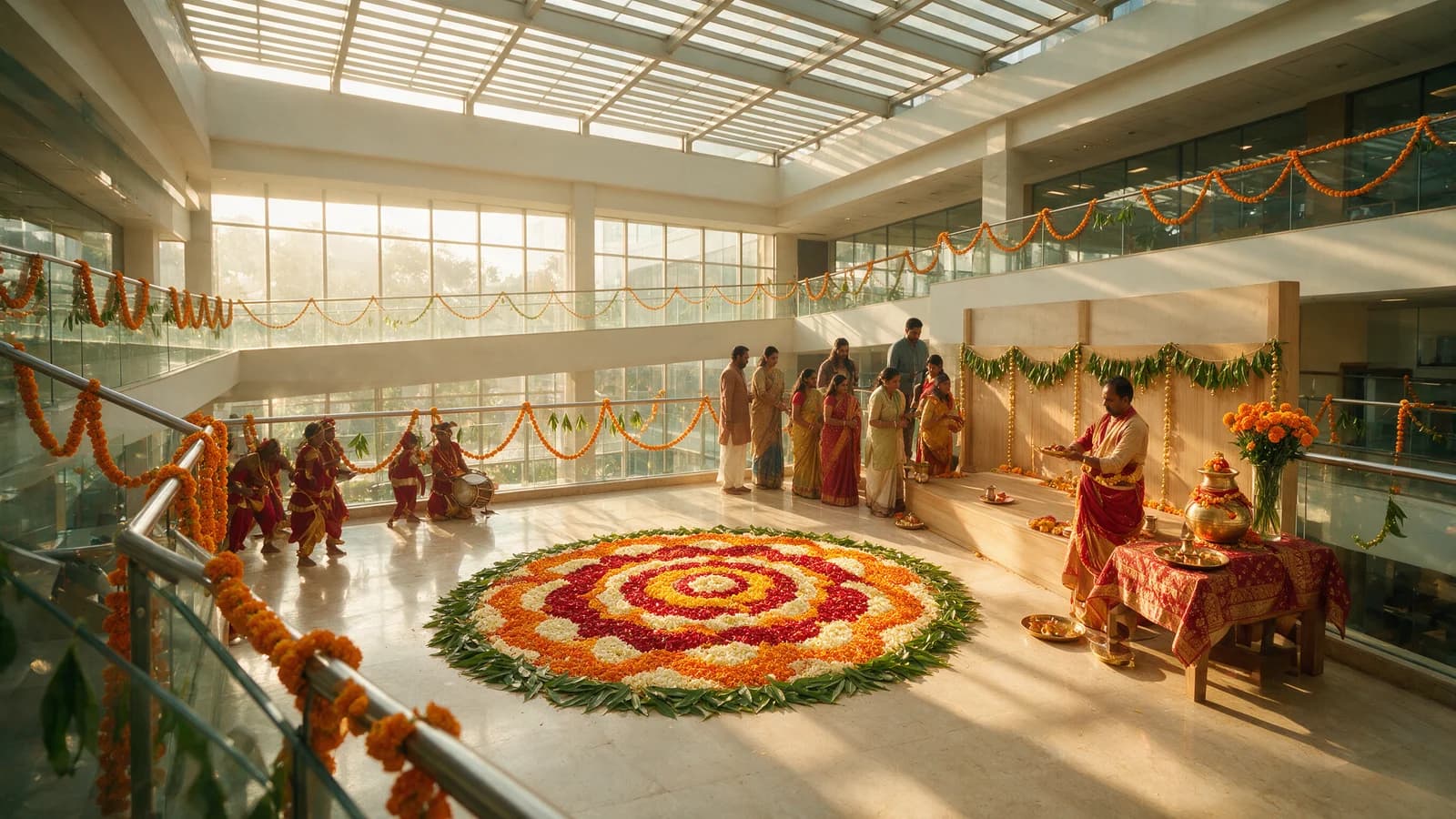 Ugadi Celebration — festive decor and celebration on a Bengaluru office floor